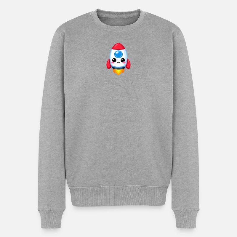 Kawaii-Stil Raketenanhänger - Männer Premium Bio Pullover - Grau meliert