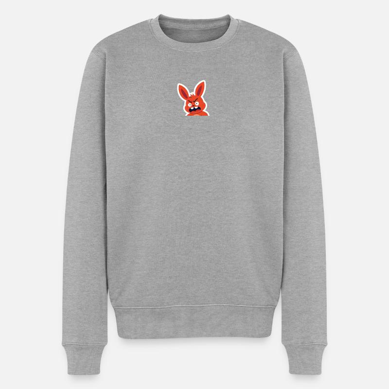 Wütender roter Hase Cartoon - Männer Premium Bio Pullover - Grau meliert