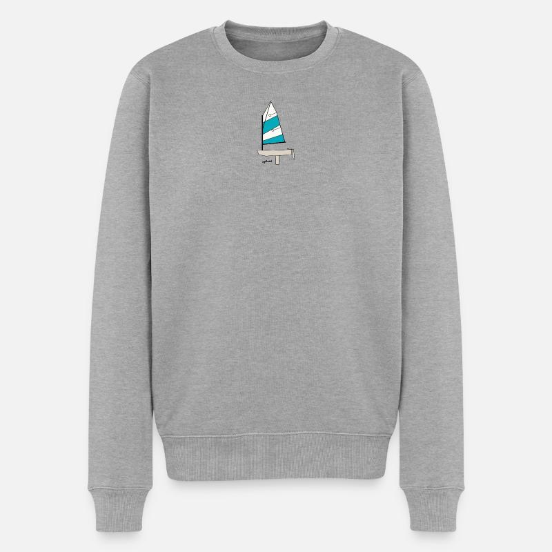 Optimist Segelboot Variante 3 - Männer Premium Bio Pullover - Grau meliert