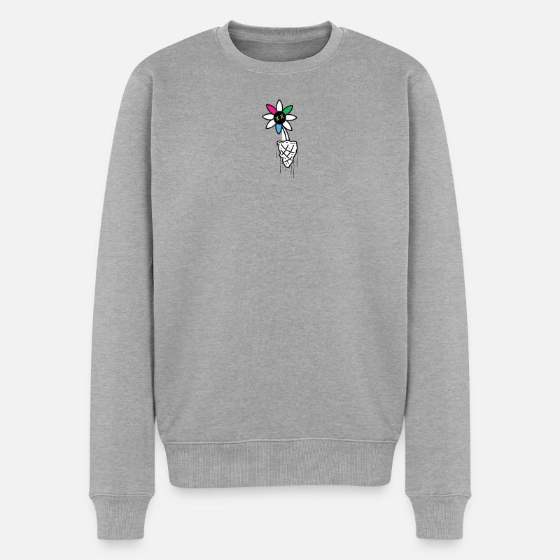 Illustration de crâne de fleur vive - Pull Premium bio Homme - gris chiné