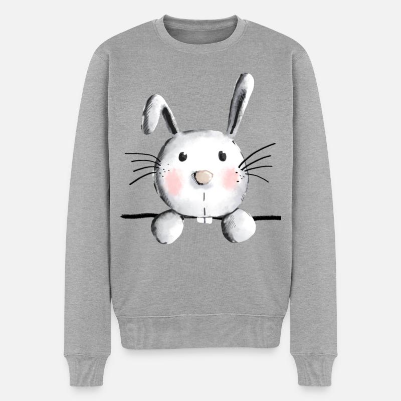 Lapin mignon - lapin - lapin - lapin - Pull Premium bio Homme - gris chiné