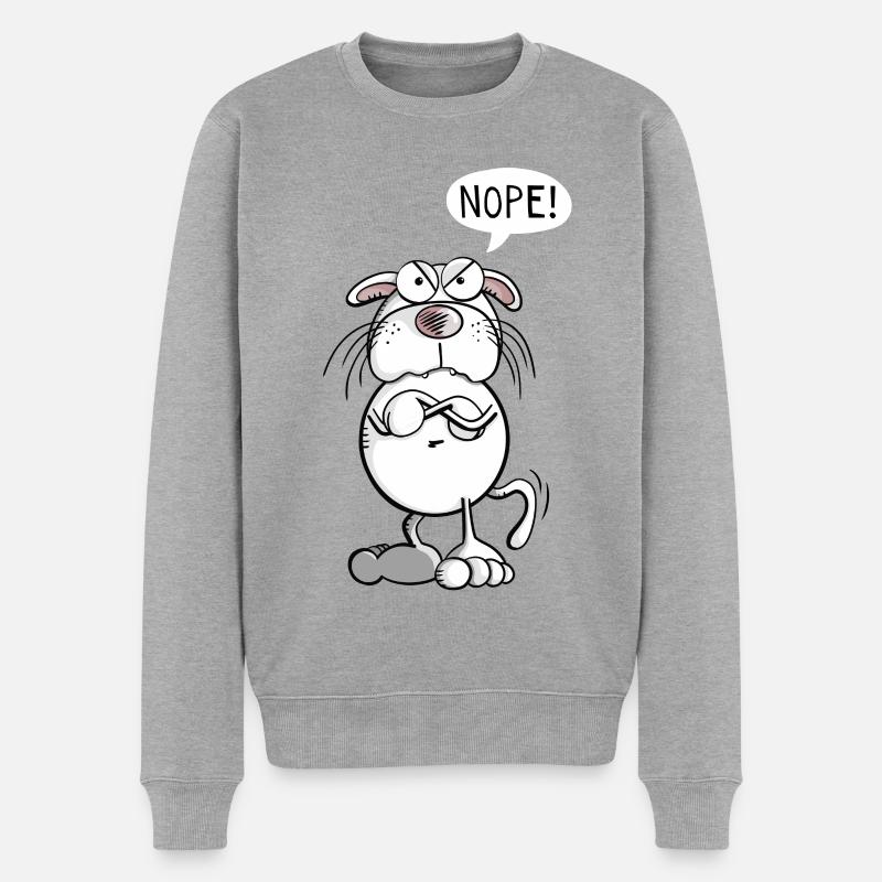 Coole Nope Katze I Lustiges Katzen Comic I Nein - Männer Premium Bio Pullover - Grau meliert