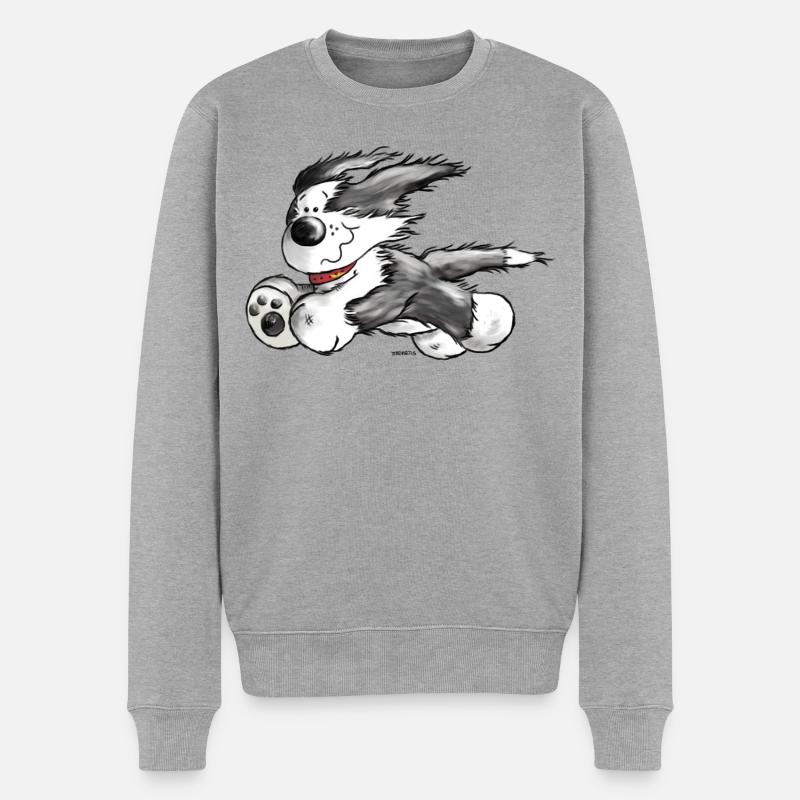 Beardie Power - Bearded Collie - Hund - Männer Premium Bio Pullover - Grau meliert