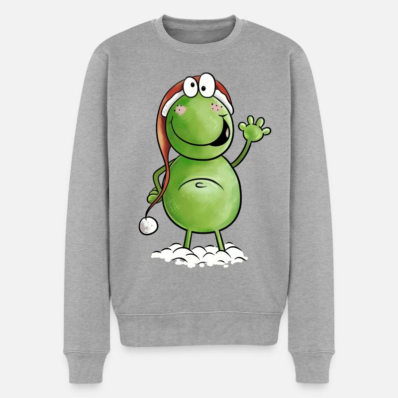 Lustiger Weihnachtsmann Frosch I Fun Geschenk - Männer Premium Bio Pullover - Grau meliert
