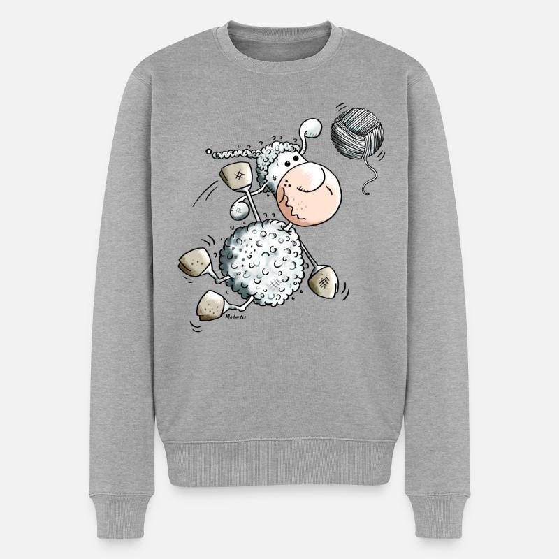 Sportliches Schaf - Männer Premium Bio Pullover - Grau meliert
