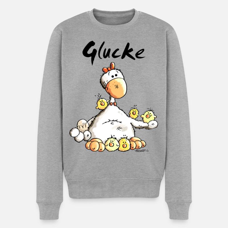 Glückliche Glucke - Männer Premium Bio Pullover - Grau meliert