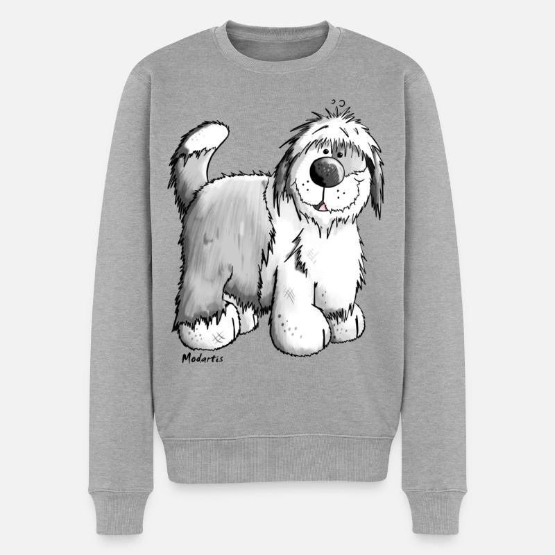 Bobby der Bobtail - Männer Premium Bio Pullover - Grau meliert