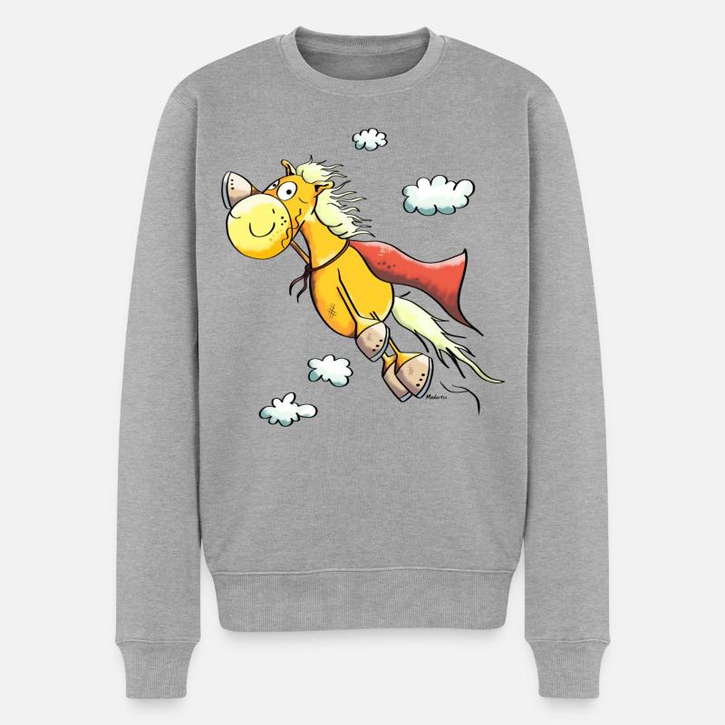 Super Pferd - Männer Premium Bio Pullover - Grau meliert