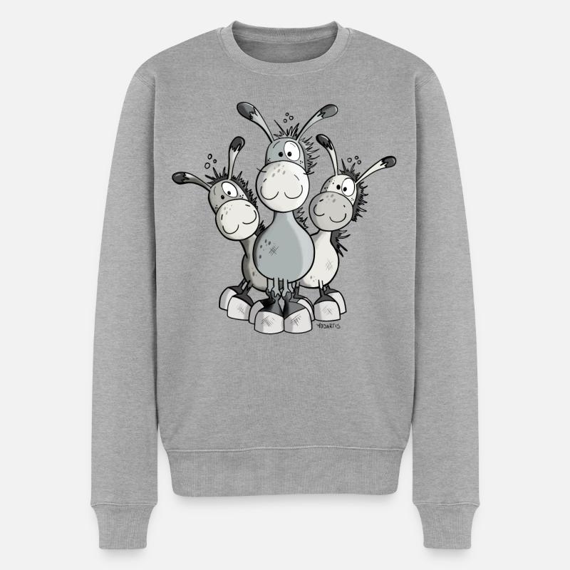 Mignon Âne Comique - Pull Premium bio Homme - gris chiné