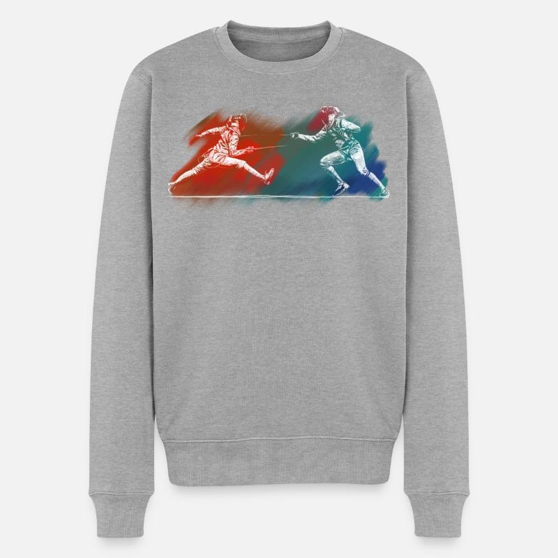 Fechten - Männer Premium Bio Pullover - Grau meliert