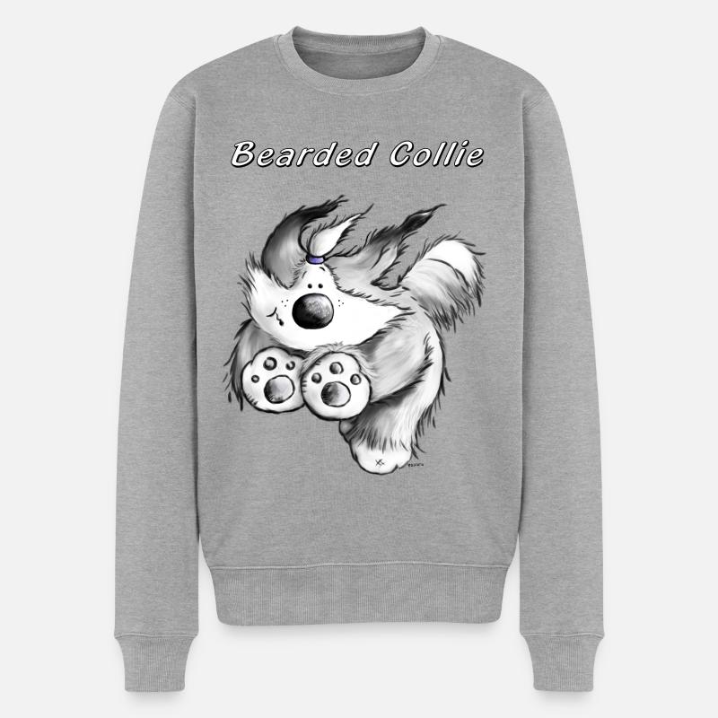 Verspielter Bearded Collie - Männer Premium Bio Pullover - Grau meliert