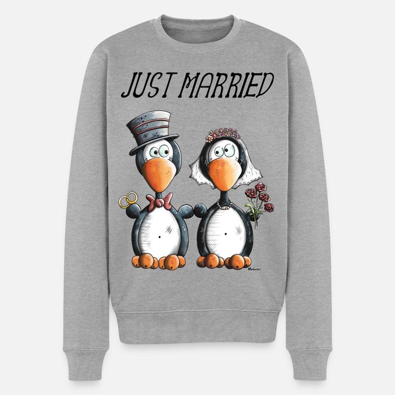 Just Married - Männer Premium Bio Pullover - Grau meliert