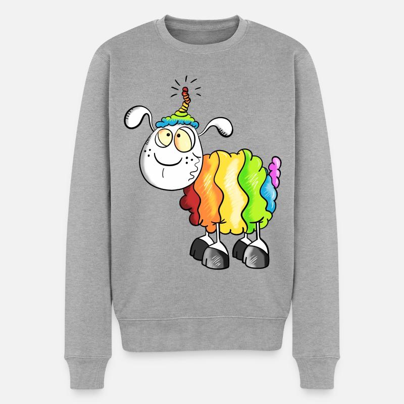 Rainbow Schaf - Männer Premium Bio Pullover - Grau meliert