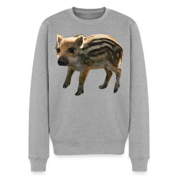 Frischling Wildschwein Digital Art - Männer Premium Bio Pullover - Grau meliert - Vorne - Thijin (182cm)