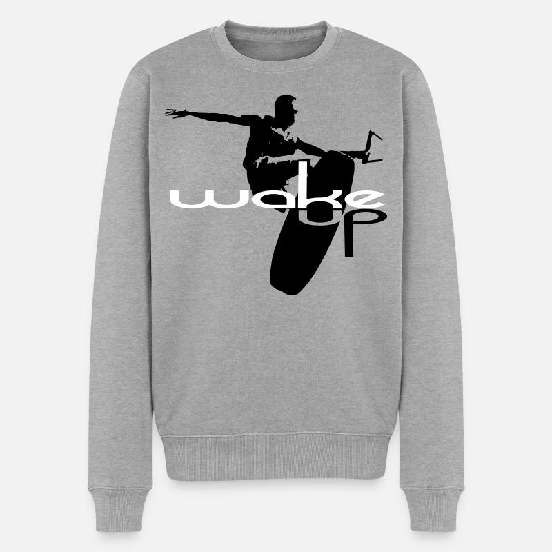 Wakeboard wake up wakeboarding - Männer Premium Bio Pullover - Grau meliert