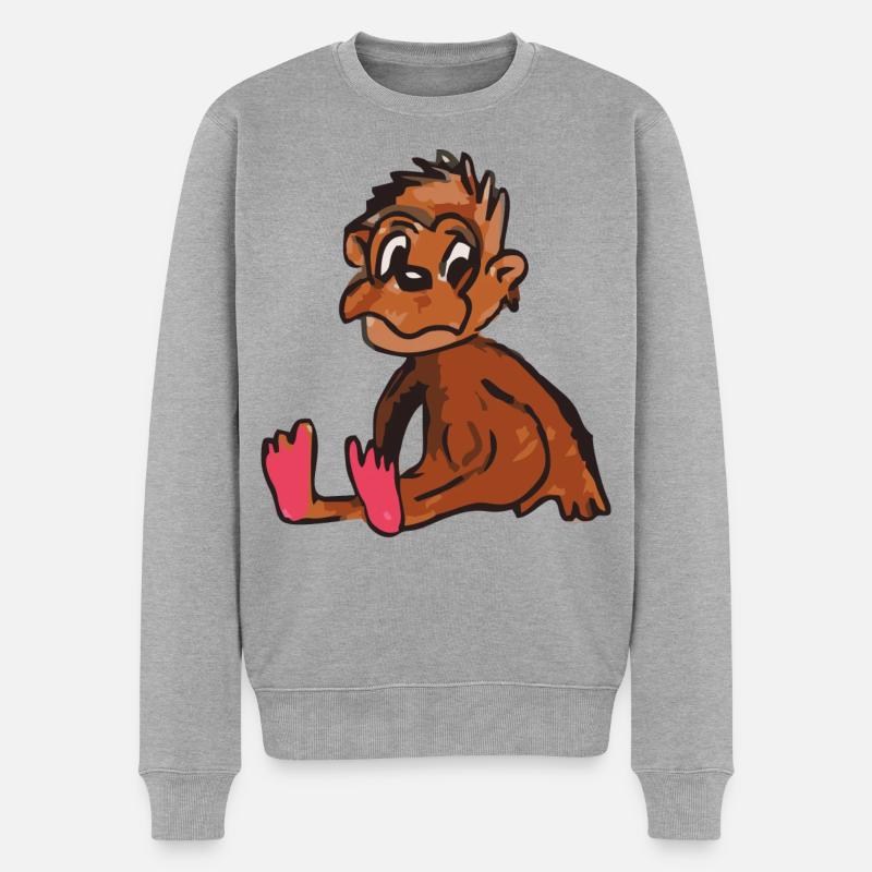 singe singe - Pull Premium bio Homme - gris chiné