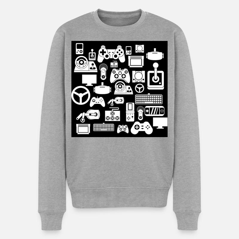 Gaming Muster - Männer Premium Bio Pullover - Grau meliert