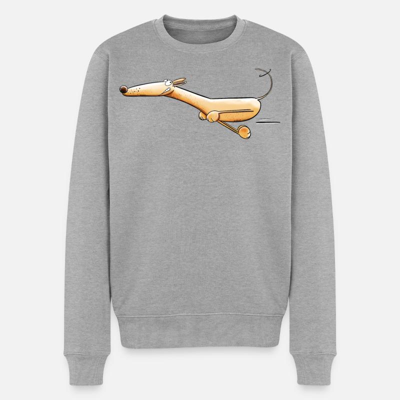 Flotter Windhund I Hund - Männer Premium Bio Pullover - Grau meliert