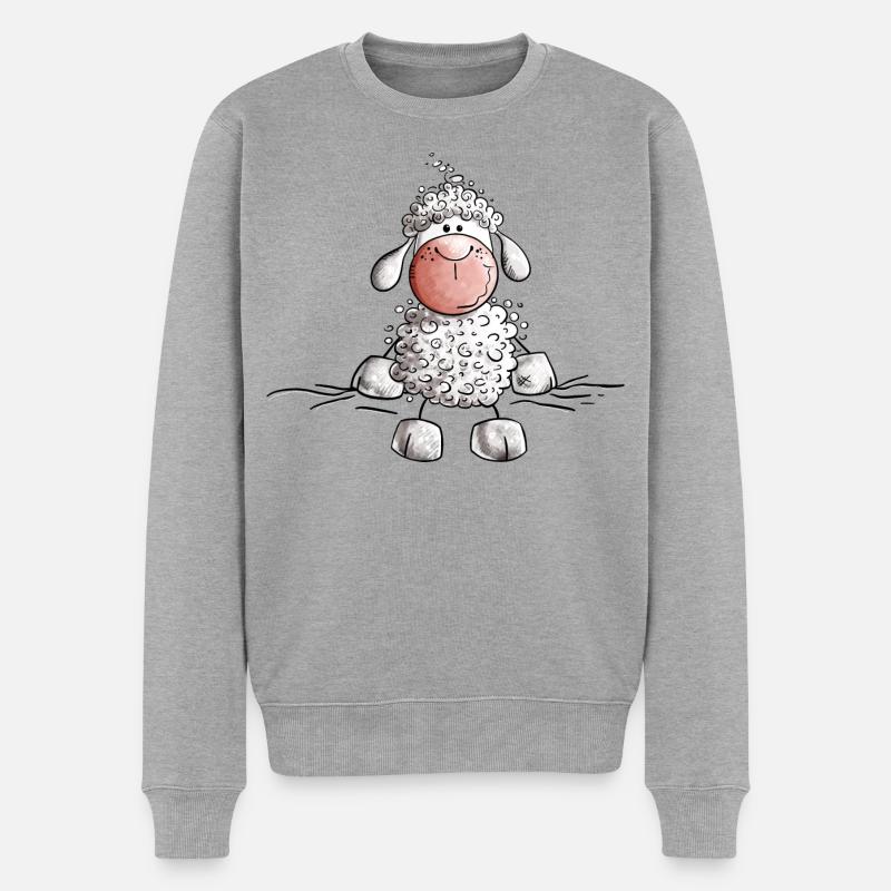 Kleines Schaf I Lustiges Schäfchen I Fun - Männer Premium Bio Pullover - Grau meliert