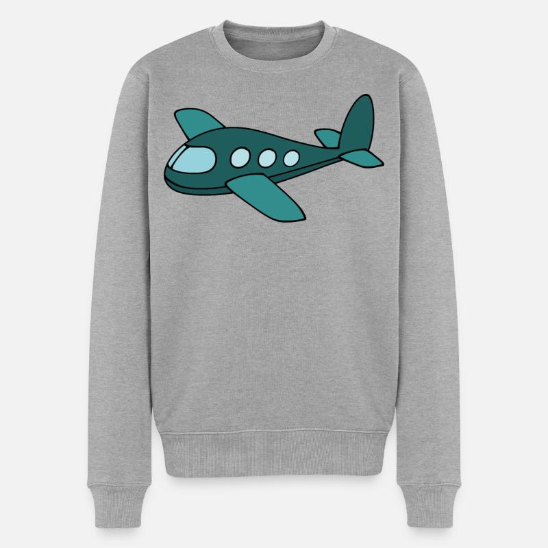 Flugzeug - Männer Premium Bio Pullover - Grau meliert