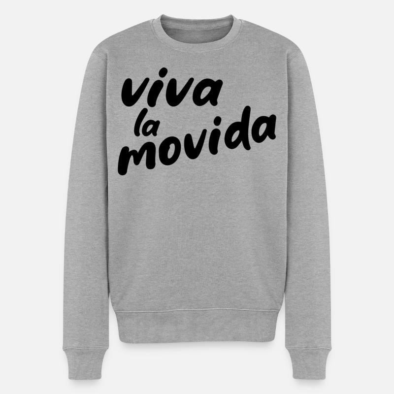 vivalamovida1schwarz - Männer Premium Bio Pullover - Grau meliert