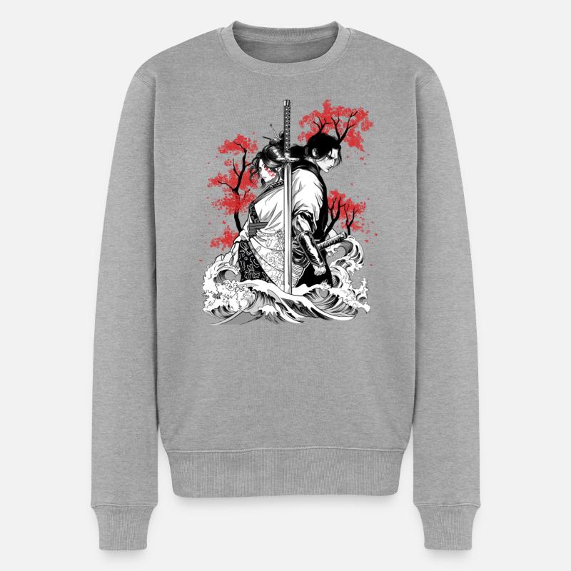 Âmes de samouraï entrelacées - Pull Premium bio Homme - gris chiné