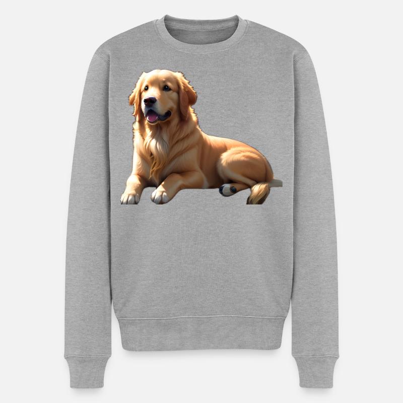 Golden Retriever - Männer Premium Bio Pullover - Grau meliert