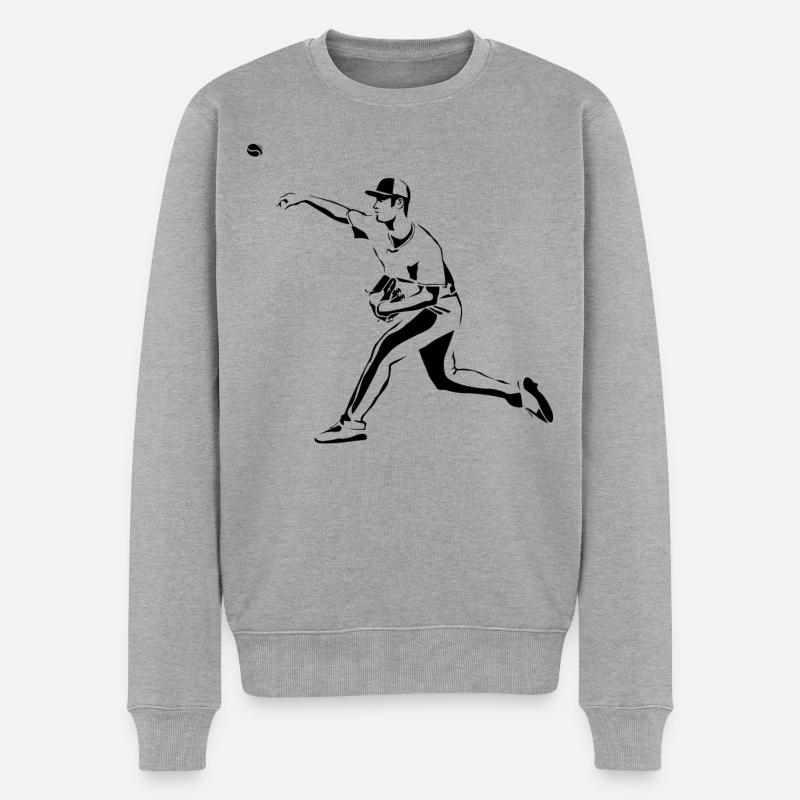 Pitcher baseball - Pull Premium bio Homme - gris chiné