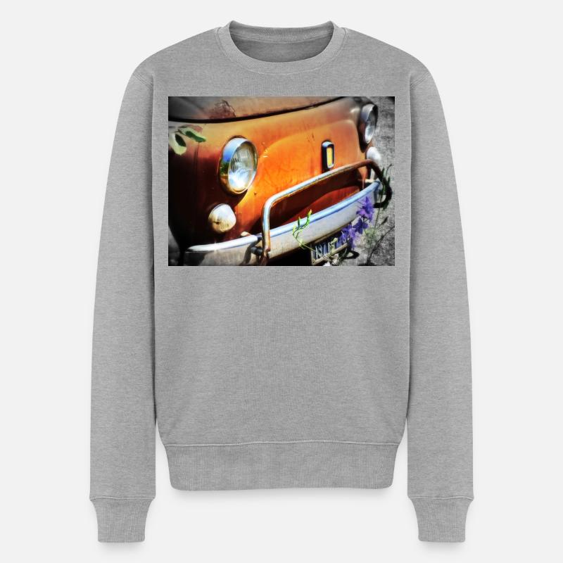 Rostiges Oldtimer Front Design - Männer Premium Bio Pullover - Grau meliert