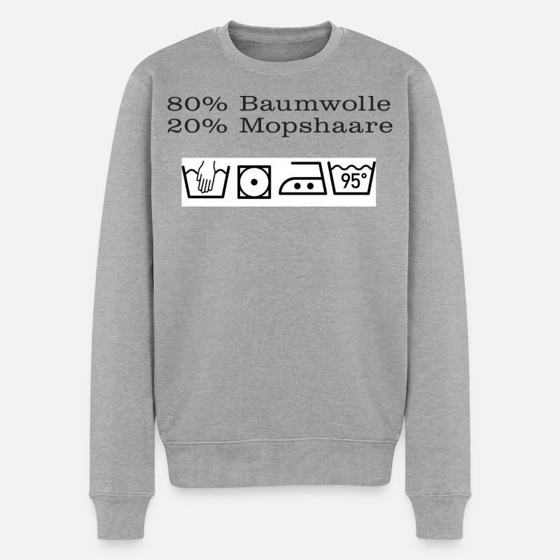 Minimalist Laundry Instruction Illustration - Männer Premium Bio Pullover - Grau meliert