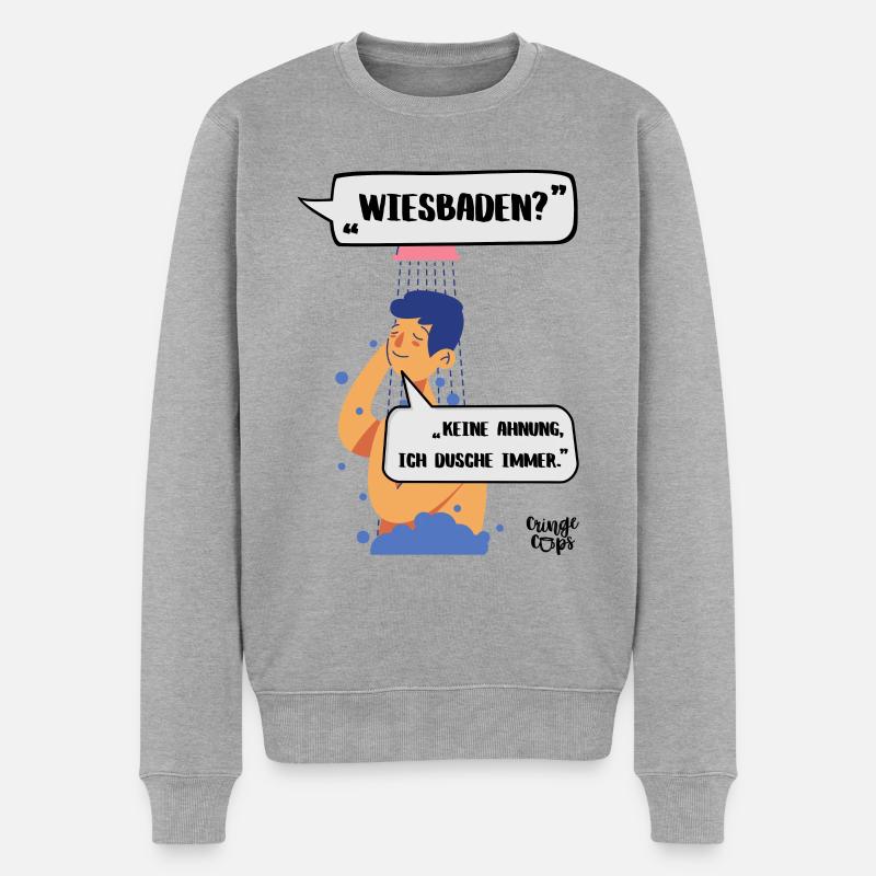 Wiesbaden? - Männer Premium Bio Pullover - Grau meliert