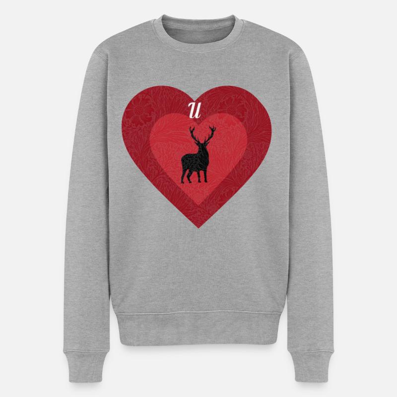 Liebe U Liebe - Männer Premium Bio Pullover - Grau meliert