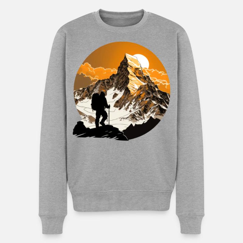 Alpinist - Männer Premium Bio Pullover - Grau meliert