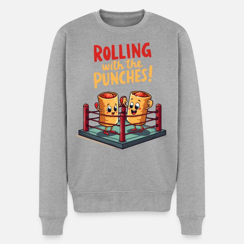 Rolling With The Punches - Männer Premium Bio Pullover - Grau meliert