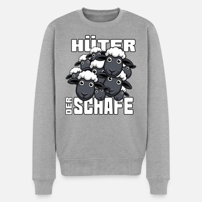 Hüter der Schafe - Hirte - Männer Premium Bio Pullover - Grau meliert