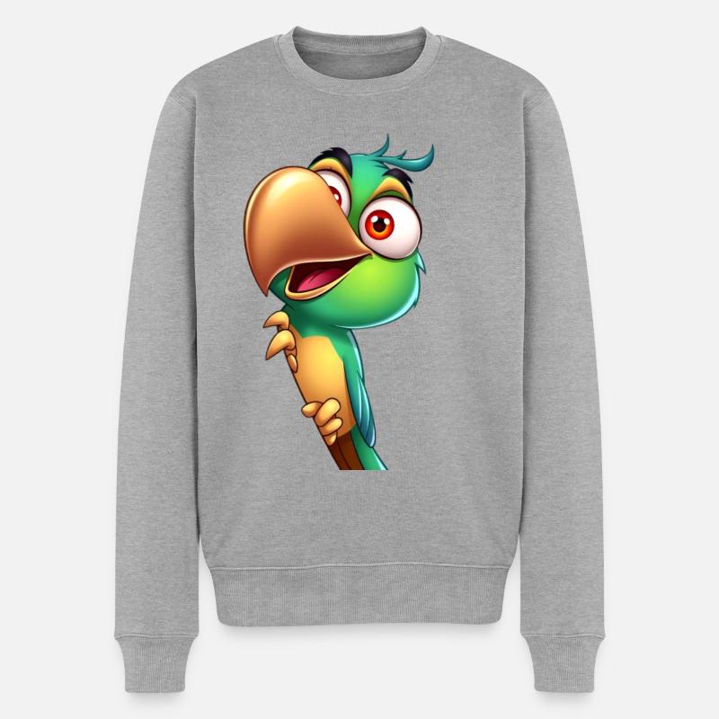 Verspielter Papageiencharme - Männer Premium Bio Pullover - Grau meliert