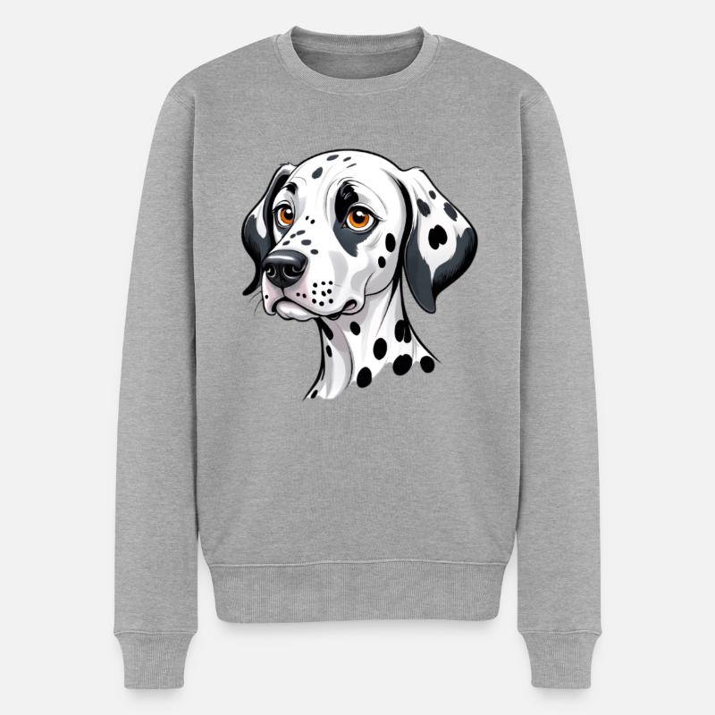 Dalmatische Hundeillustration auf Kleidung - Männer Premium Bio Pullover - Grau meliert