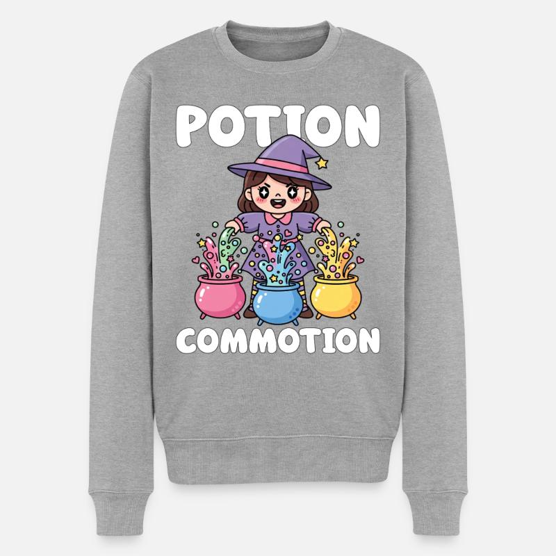 POTION COMMOTION - SORCIÈRE HALLOWEEN - Pull Premium bio Homme - gris chiné
