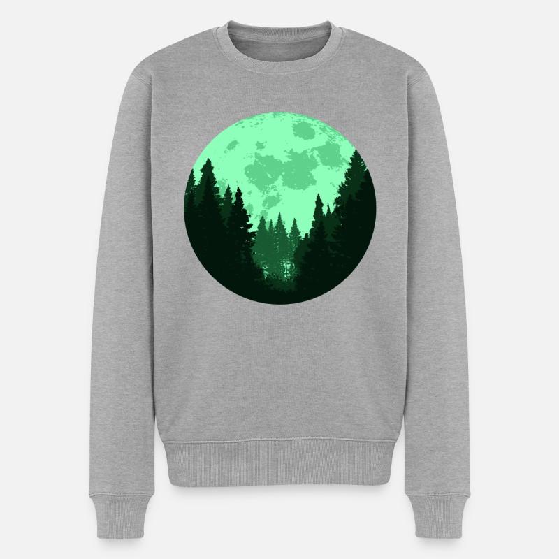 In der Stille der Nacht spricht der Wald. - Männer Premium Bio Pullover - Grau meliert
