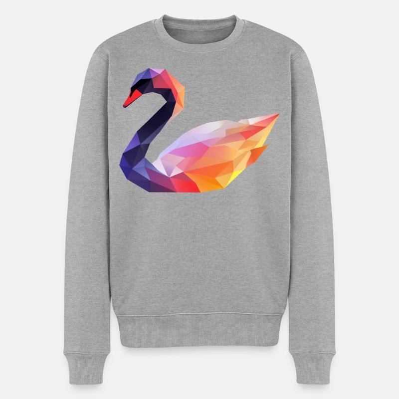 Farbiger Geometrischer Schwan Logo - Männer Premium Bio Pullover - Grau meliert