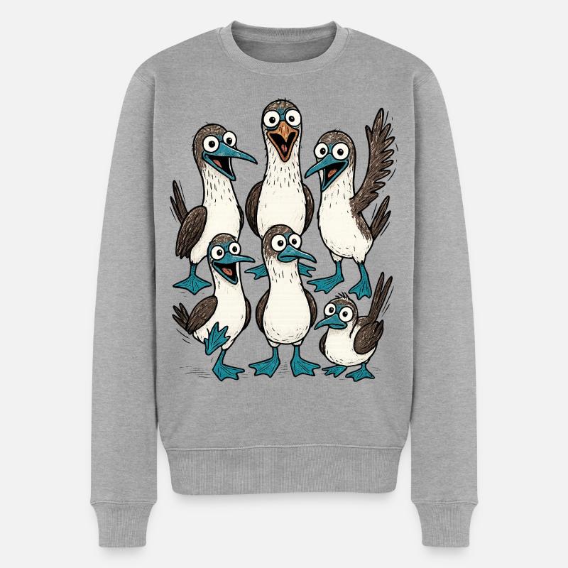 Lustige Seevogel Cartoon Illustration - Männer Premium Bio Pullover - Grau meliert