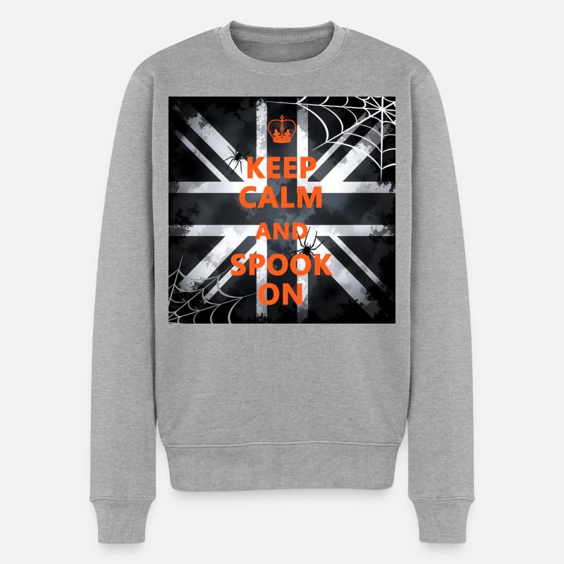 Keep Calm Spook On - Männer Premium Bio Pullover - Grau meliert