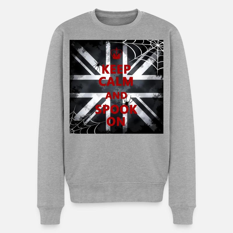 Keep Calm Spook Red - Männer Premium Bio Pullover - Grau meliert