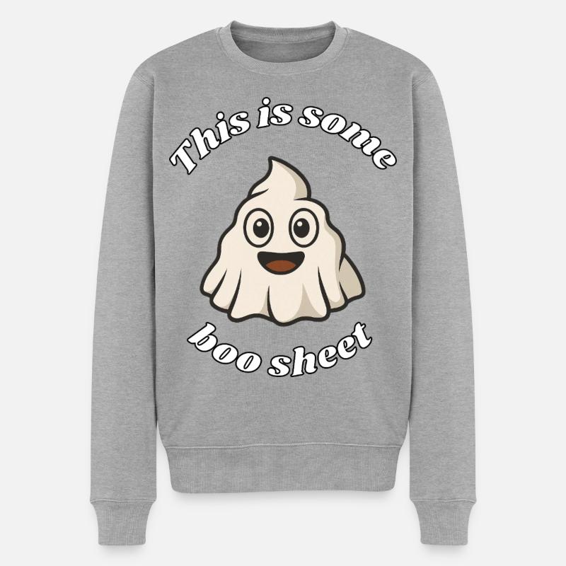 Boo-Blatt - Männer Premium Bio Pullover - Grau meliert