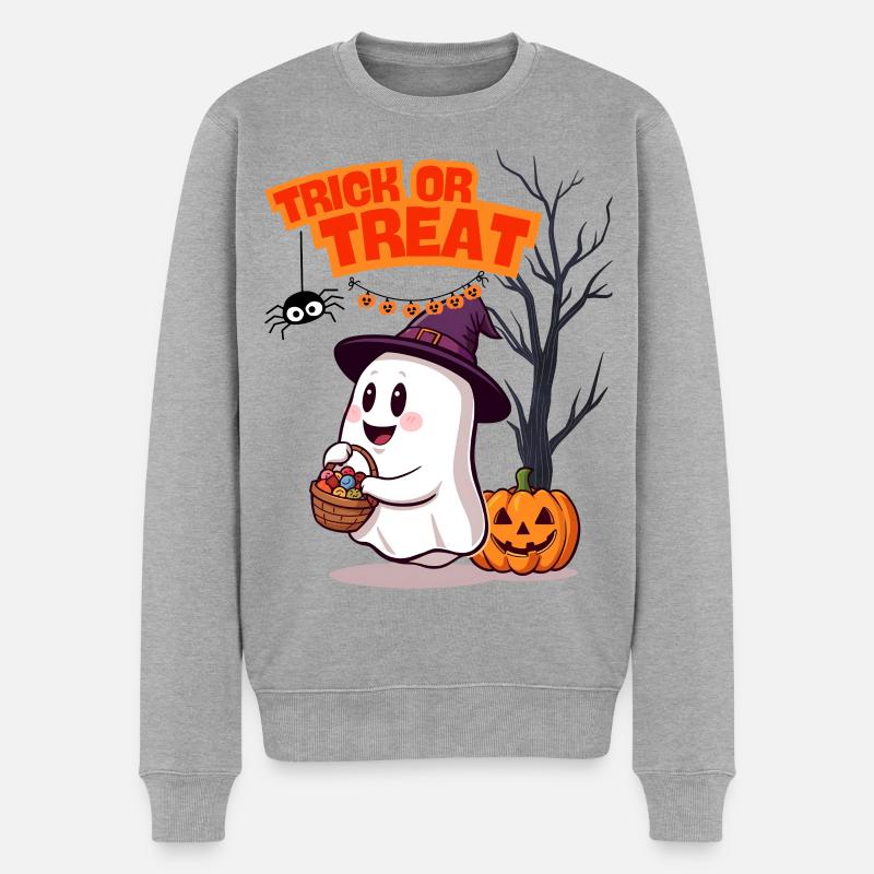 Halloween1 - Männer Premium Bio Pullover - Grau meliert