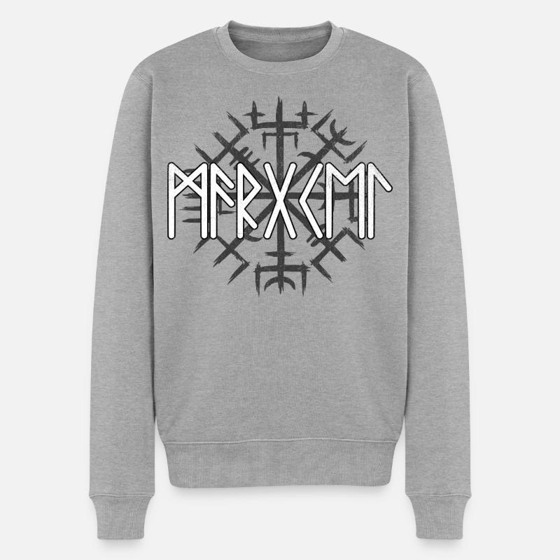 Vegvisir Runen Kompass - Männer Premium Bio Pullover - Grau meliert