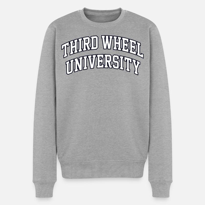 Third Wheel University Logo - Männer Premium Bio Pullover - Grau meliert