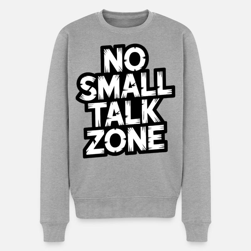No Small Talk Zone - Männer Premium Bio Pullover - Grau meliert