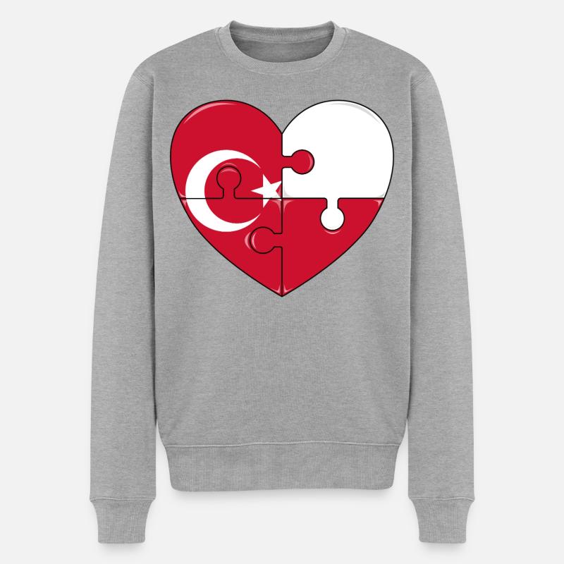 Puzzleherz Flaggenfusion - Männer Premium Bio Pullover - Grau meliert