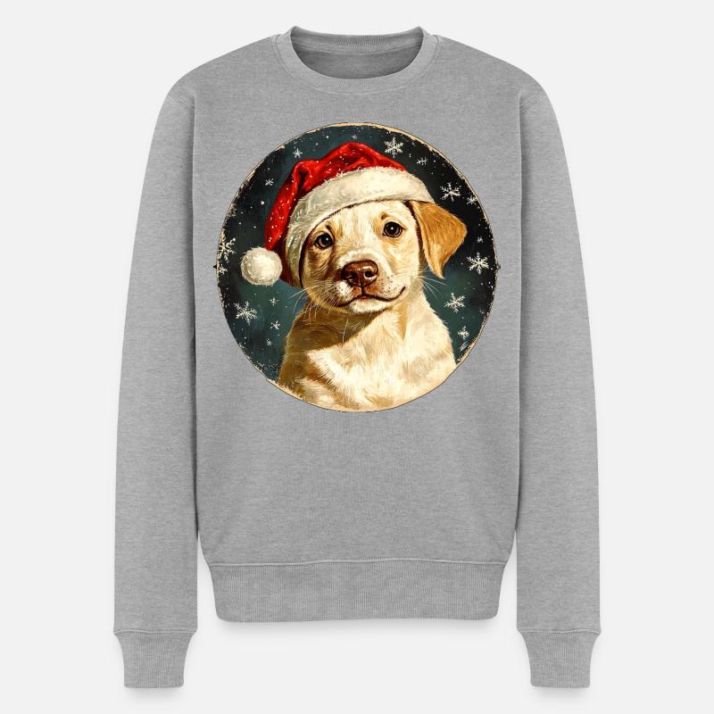 Weihnachtsmann Collie - Männer Premium Bio Pullover - Grau meliert